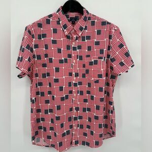 J. Crew Short-sleeve printed slim flex washed casual shirt American Flag NWT XL